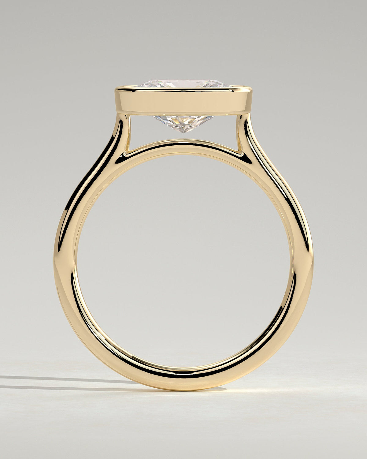 Elongated Cushion East West Bezel Lab Grown Diamond Engagement Ring