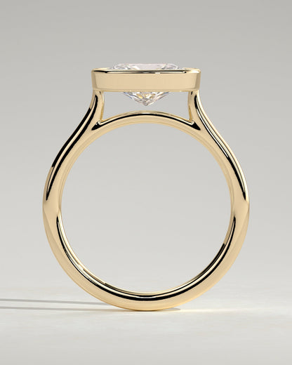 Elongated Cushion East West Bezel Lab Grown Diamond Engagement Ring