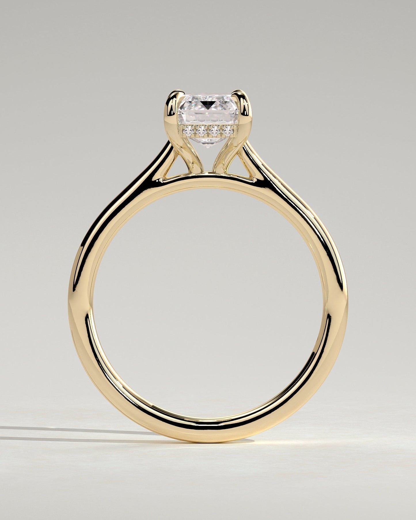 Emerald Hidden Halo Lab Grown Diamond Engagement Ring
