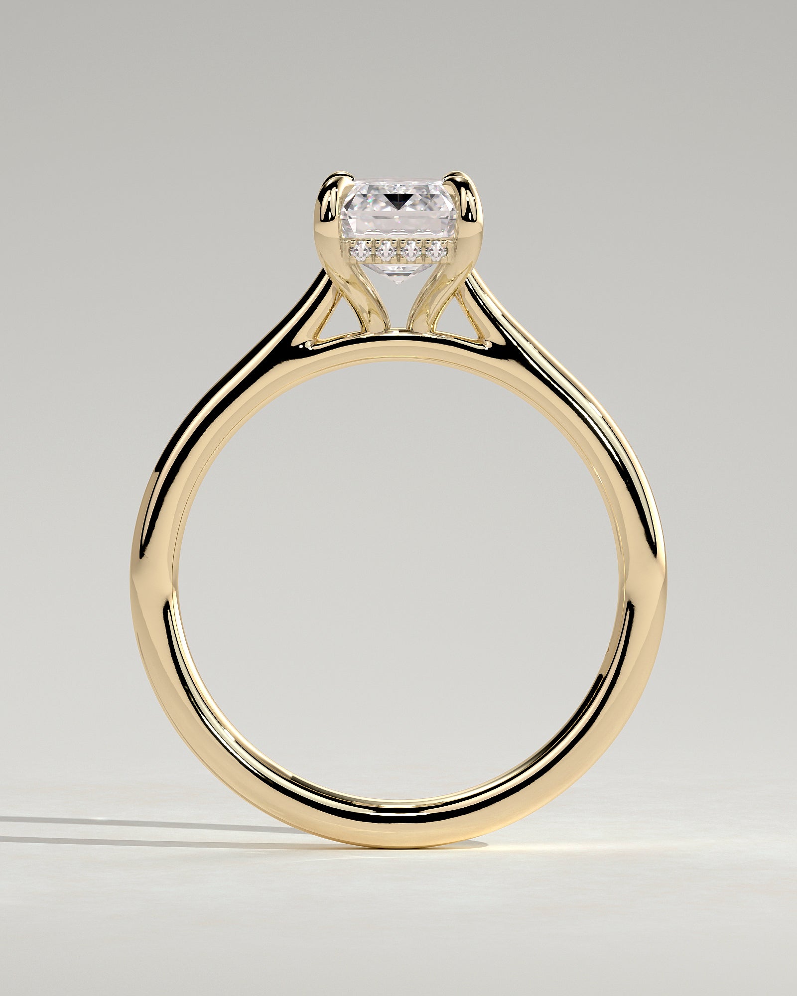 Emerald Hidden Halo Lab Grown Diamond Engagement Ring
