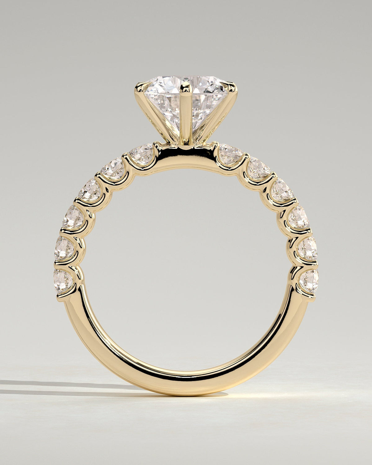 Round Bold Pave Lab Grown Diamond Engagement Ring