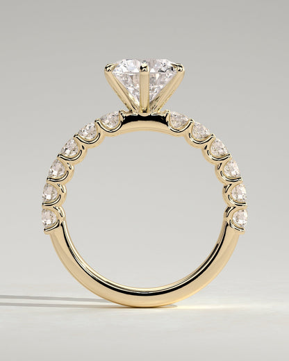 Round Bold Pave Lab Grown Diamond Engagement Ring