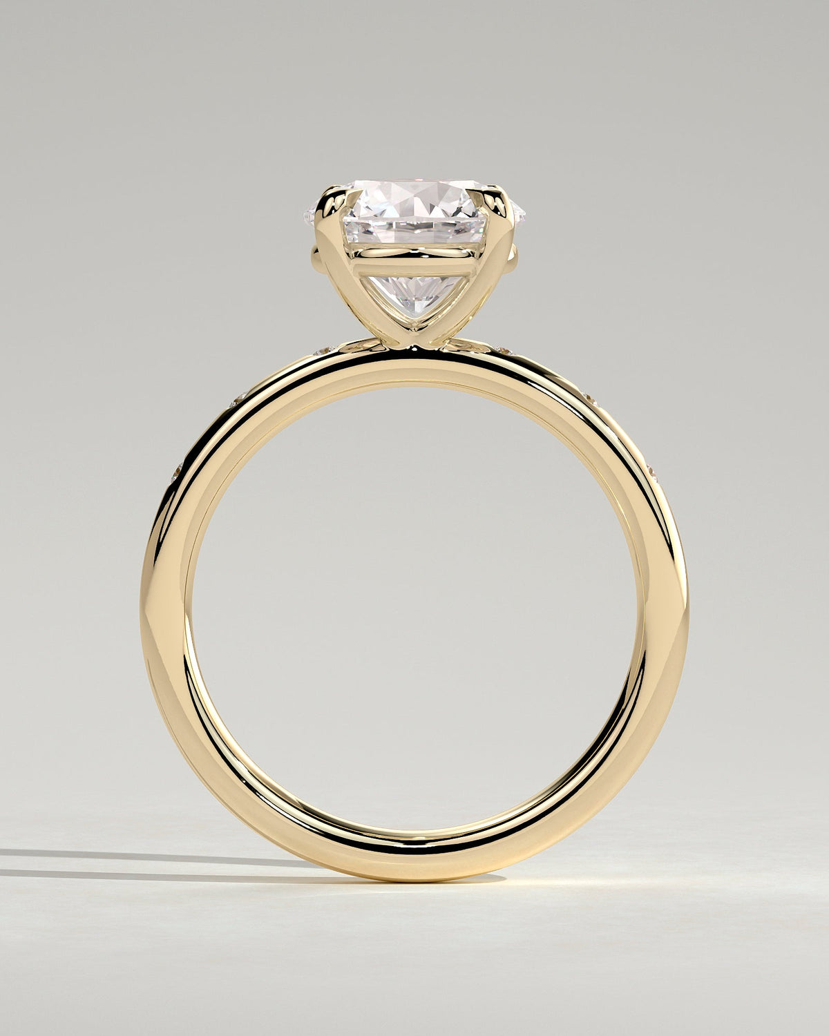 Round Dainty Pave Lab Grown Diamond Engagement Ring