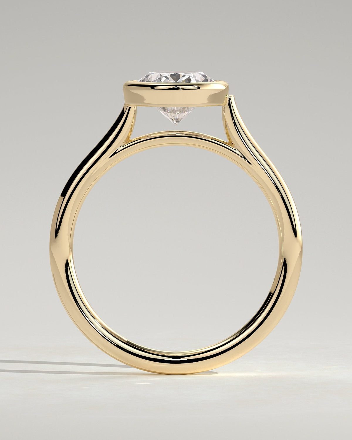 Oval Solitaire Bezel Lab Grown Diamond Engagement Ring