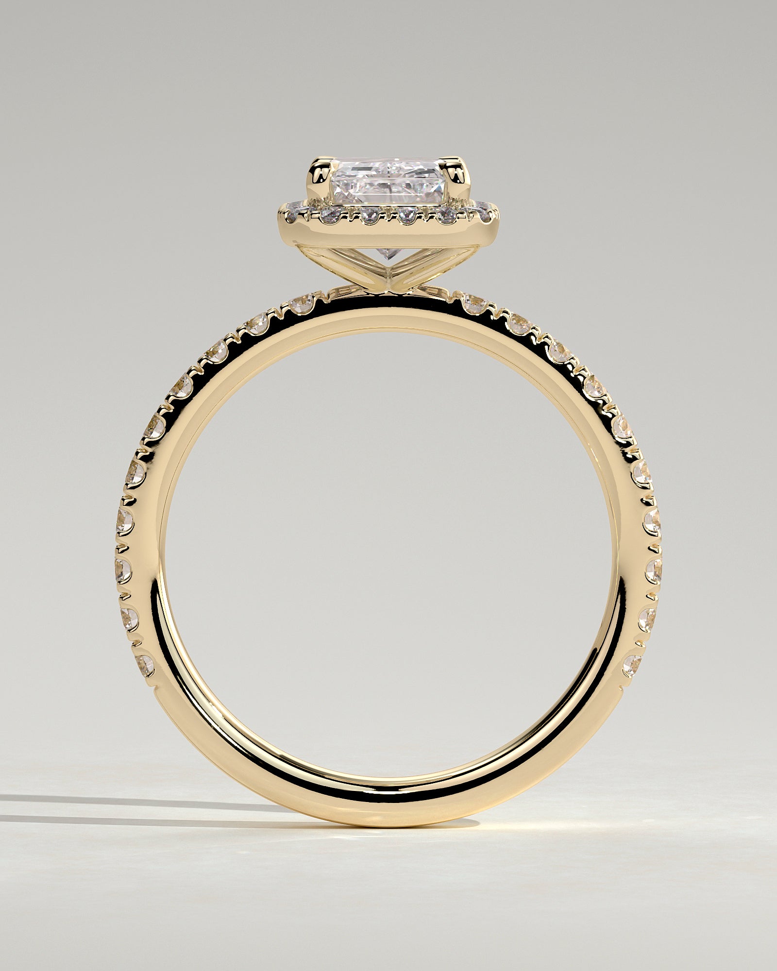 Radiant Halo and Pave Lab Grown Diamond Engagement Ring