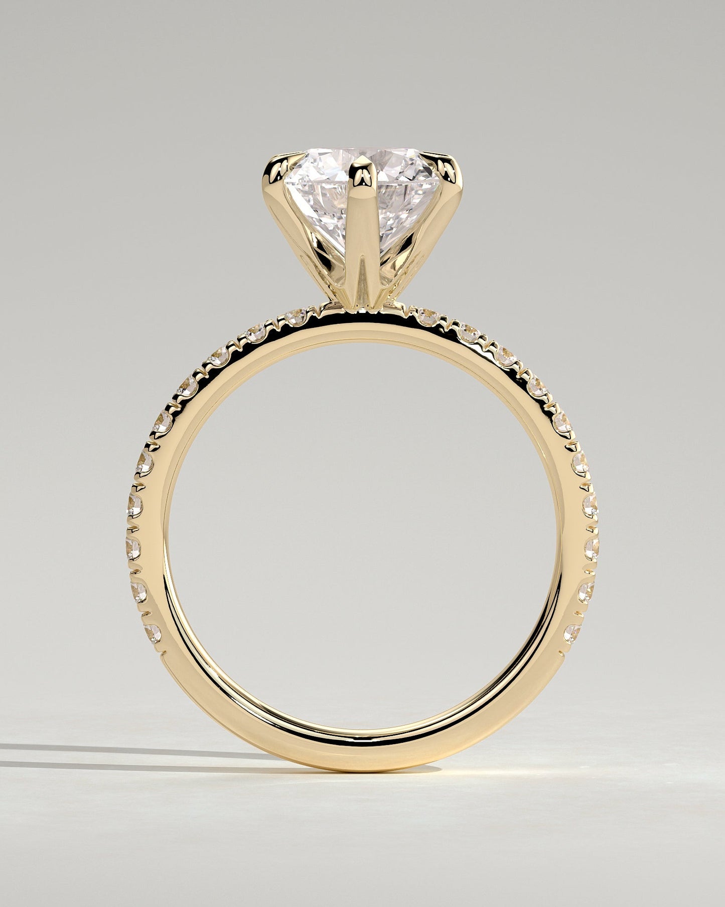 Round Pave Lab Grown Diamond Engagement Ring
