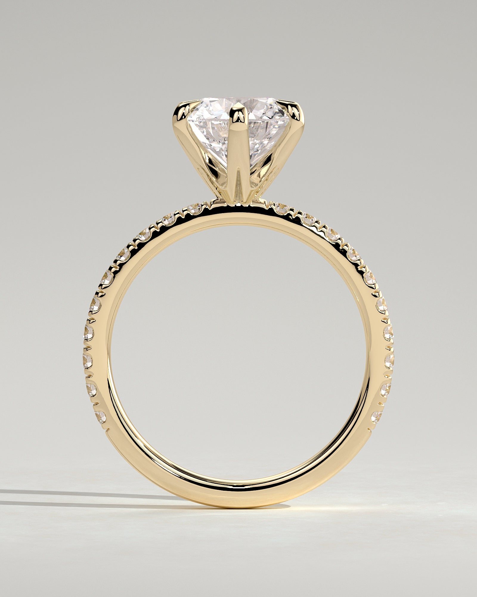 Round Pave Lab Grown Diamond Engagement Ring