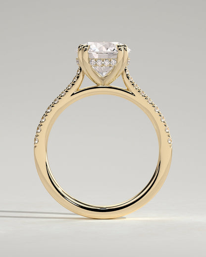 Round Hidden Halo and Pave Lab Grown Diamond Engagement Ring