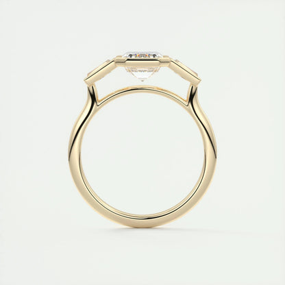 2.30 CT Emerald Cut Bezel 3 Stone Moissanite Engagement Ring 14