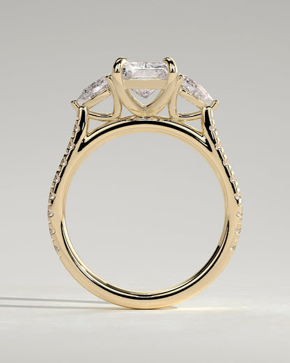 Radiant Pave and Three Stones Lab Grown Diamond Engagement Ring