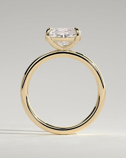 Elongated Cushion East West Solitaire Lab Grown Diamond Engagement Ring