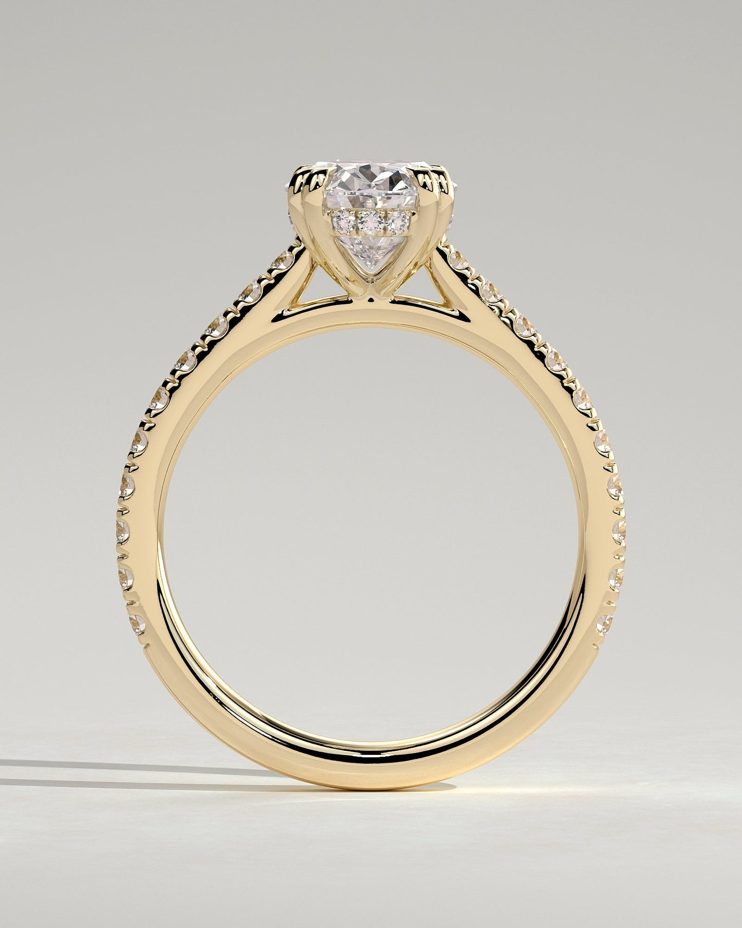 Oval Hidden Halo and Pave Lab Grown Diamond Engagement Ring