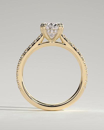 Oval Hidden Halo and Pave Lab Grown Diamond Engagement Ring