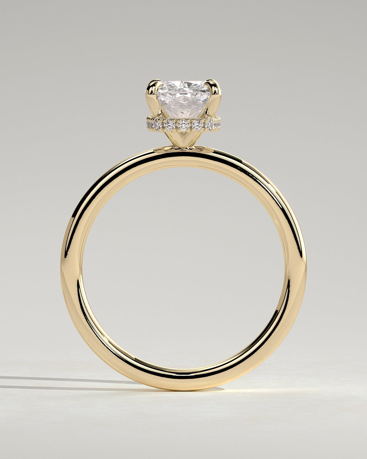 Elongated Cushion Hidden Halo Lab Grown Diamond Engagement Ring