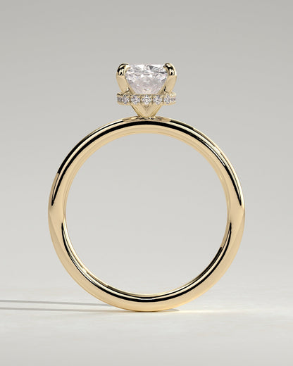 Elongated Cushion Hidden Halo Lab Grown Diamond Engagement Ring