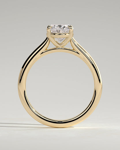 Oval Solitaire & Cathedral Lab Grown Diamond Engagement Ring