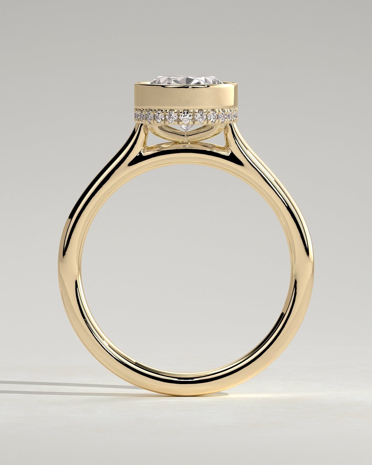 Oval Bezel & Hidden Halo Lab Grown Diamond Engagement Ring
