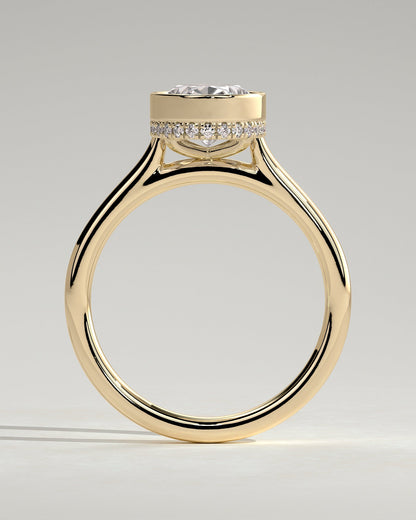 Oval Bezel & Hidden Halo Lab Grown Diamond Engagement Ring