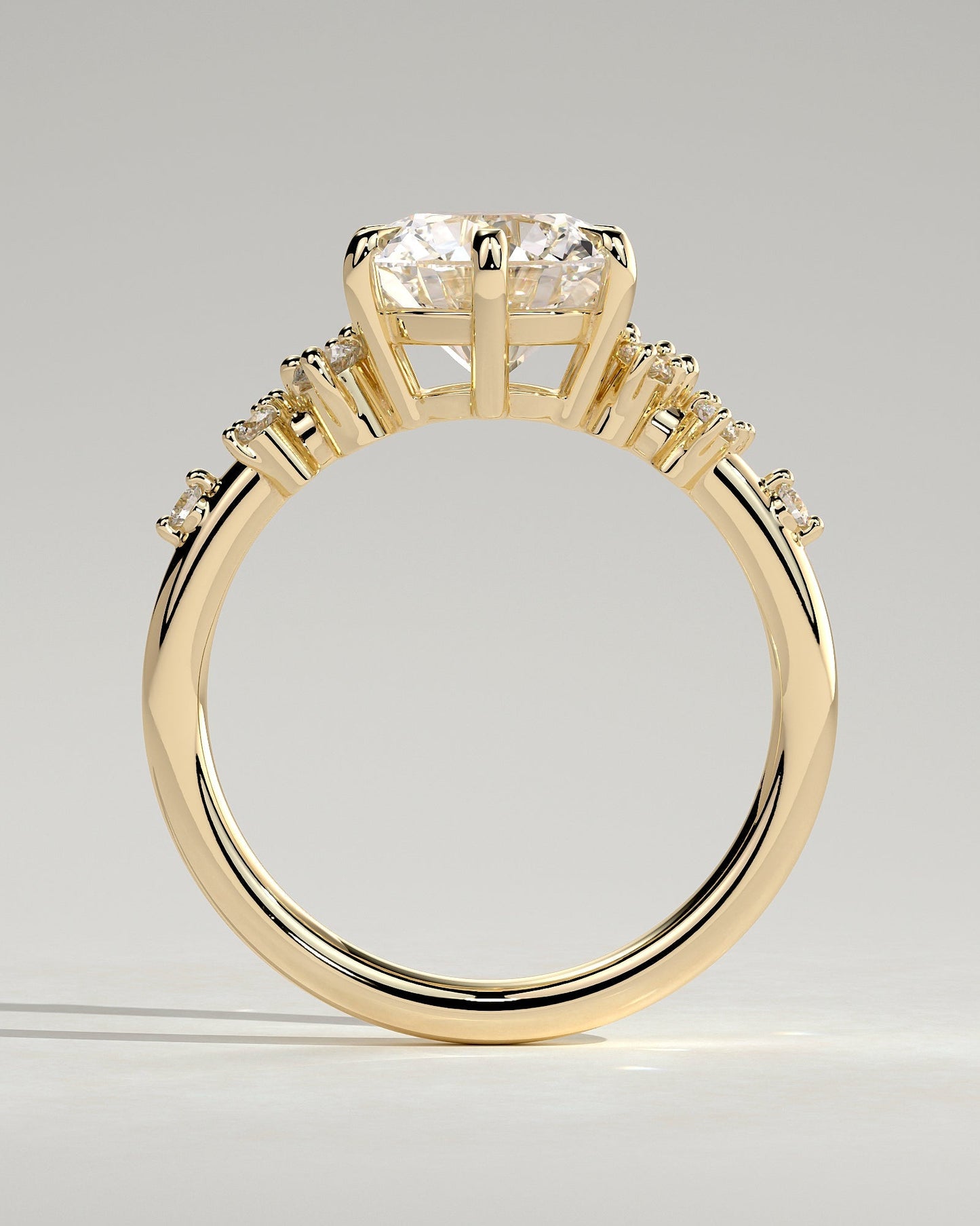 Round Cluster Lab Grown Diamond Engagement Ring