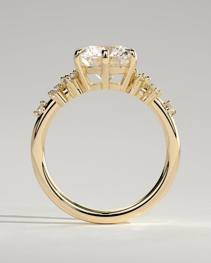 Round Cluster Lab Grown Diamond Engagement Ring