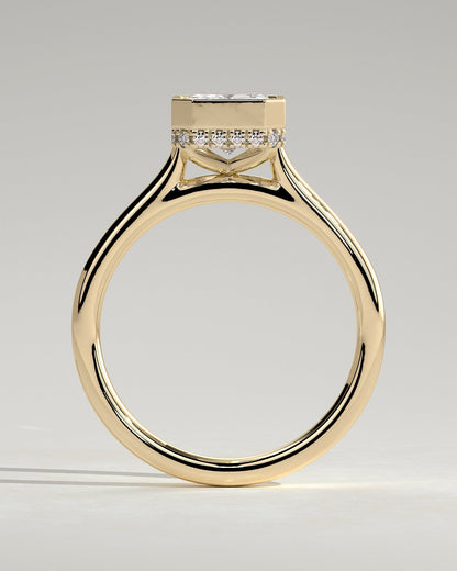 Radiant Hidden Halo and Bezel Lab Grown Diamond Engagement Ring
