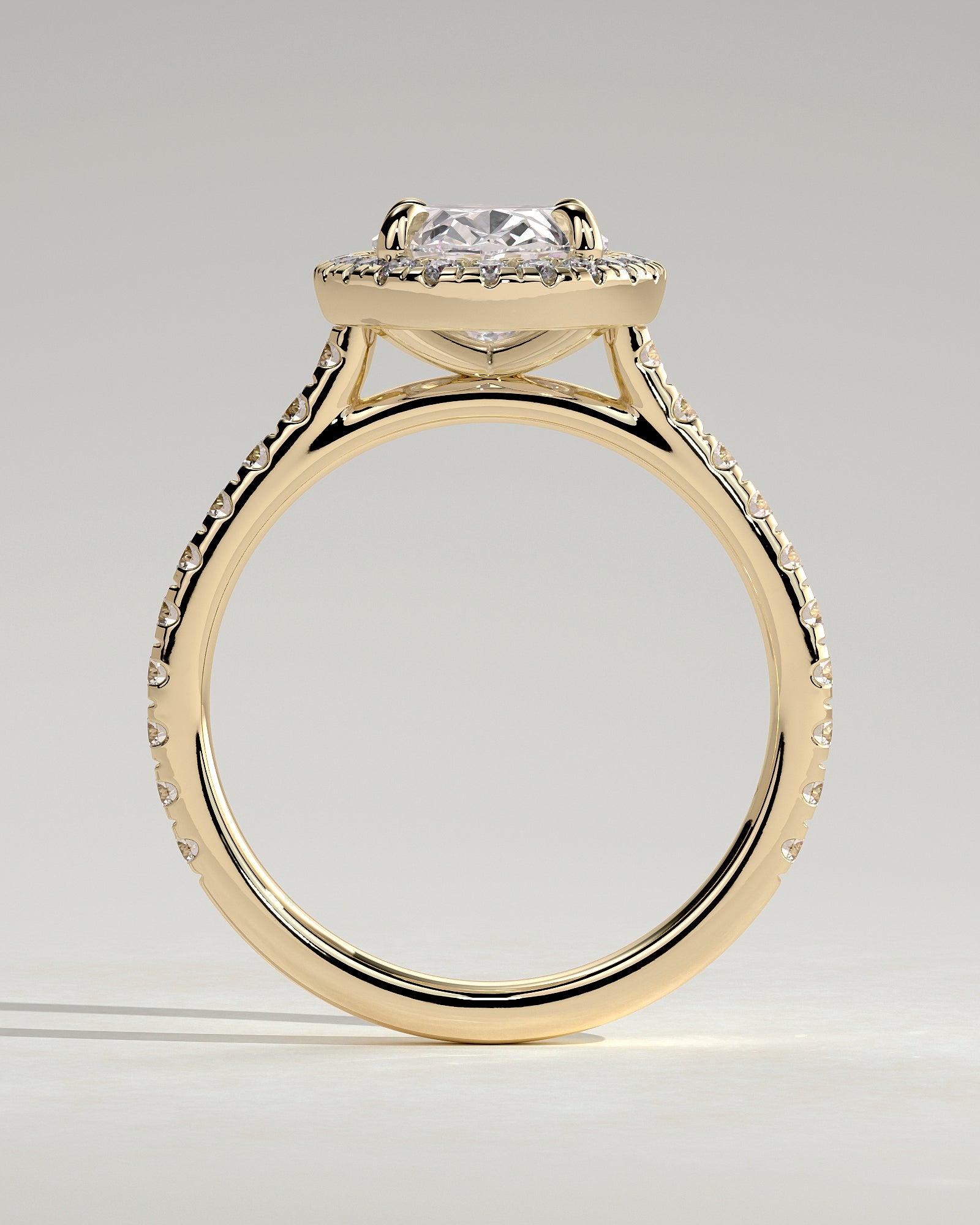 Oval Pave & Halo Lab Grown Diamond Engagement Ring