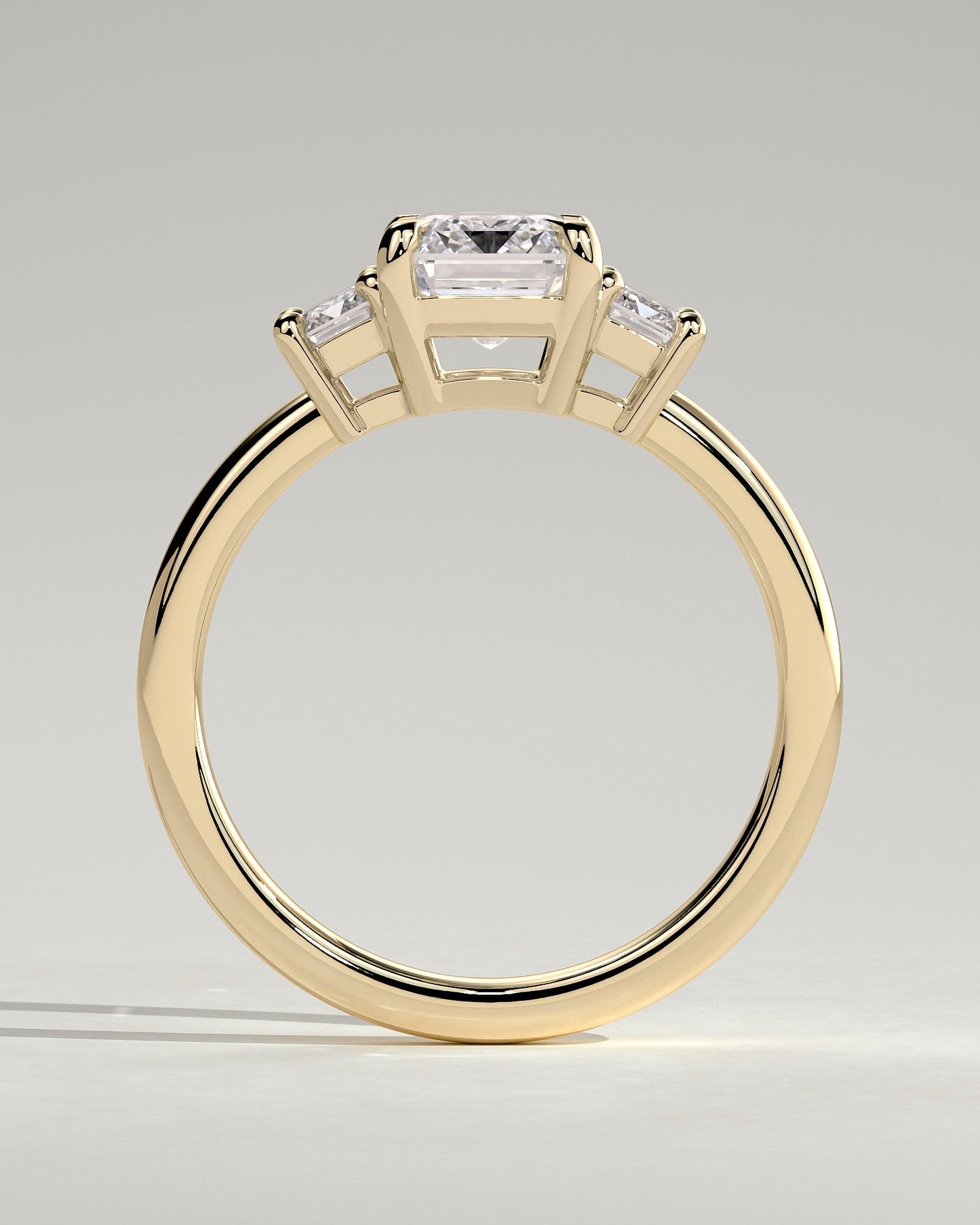 Emerald Three Stones Lab Grown Diamond Engagement Ring