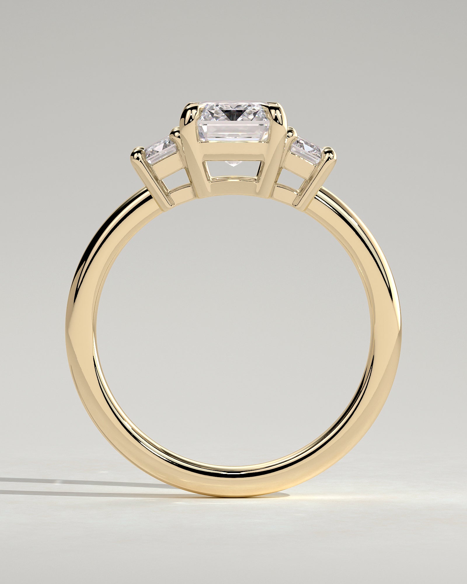 Emerald Three Stones Lab Grown Diamond Engagement Ring