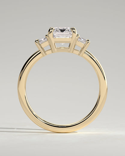 Emerald Three Stones Lab Grown Diamond Engagement Ring