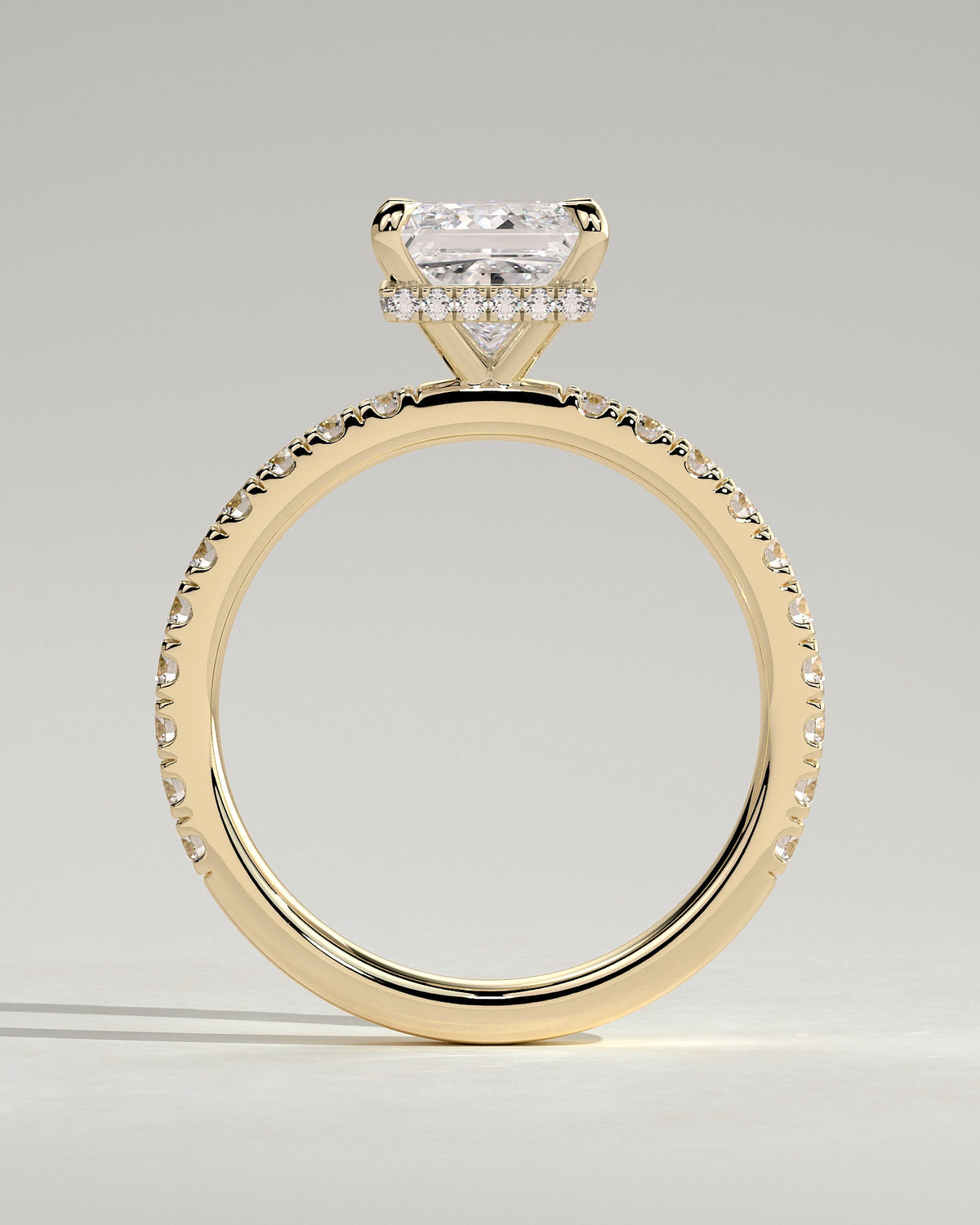 Princess Hidden Halo and Pave Lab Grown Diamond Engagement Ring