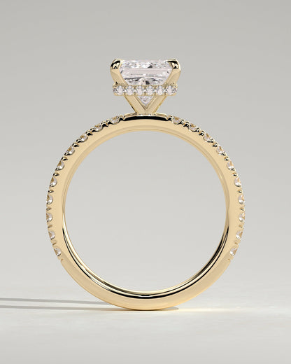 Princess Hidden Halo and Pave Lab Grown Diamond Engagement Ring