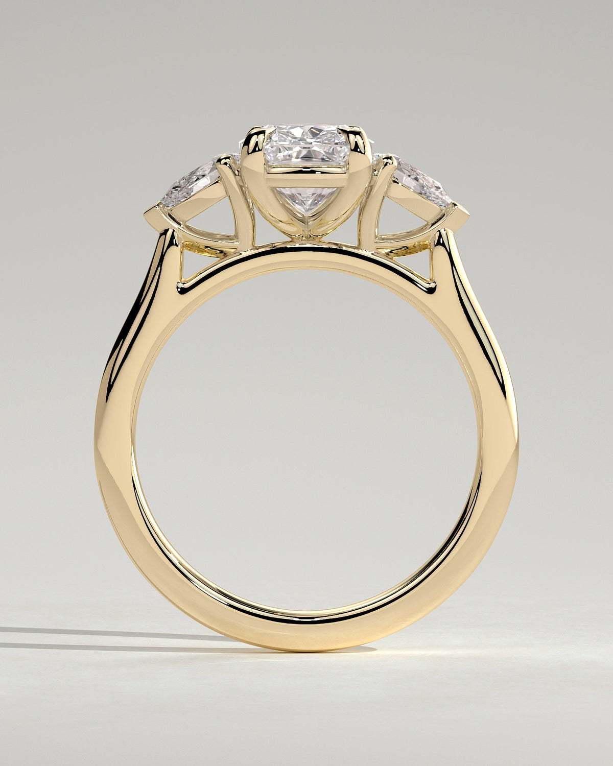 Elongated Cushion Three Stones Lab Grown Diamond Engagement Ring