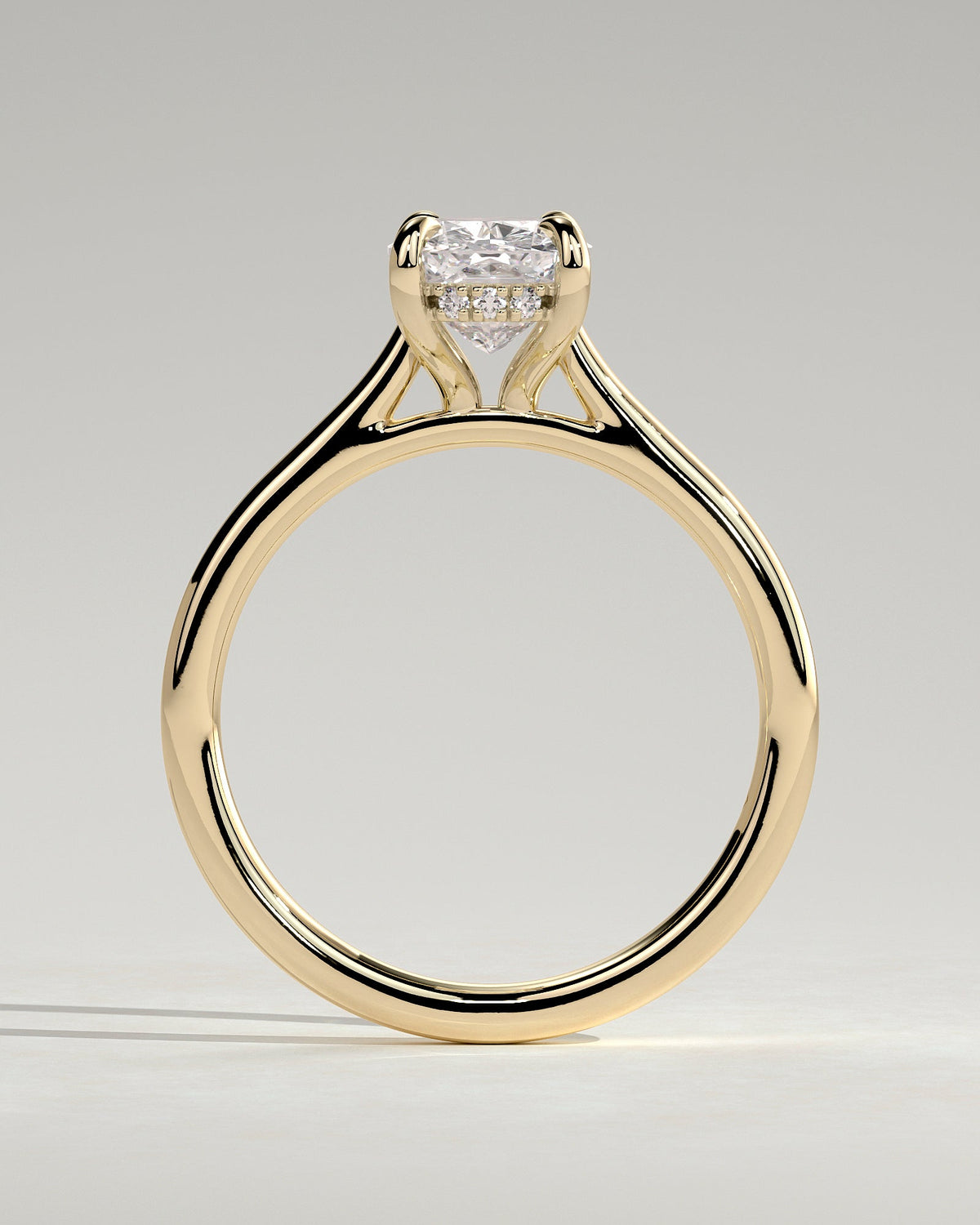 Elongated Cushion Hidden Halo Lab Grown Diamond Engagement Ring