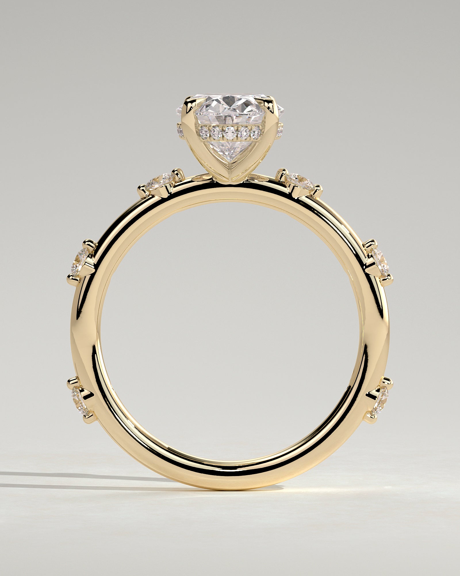 Oval Dainty Pave & Hidden Halo Lab Grown Diamond Engagement Ring