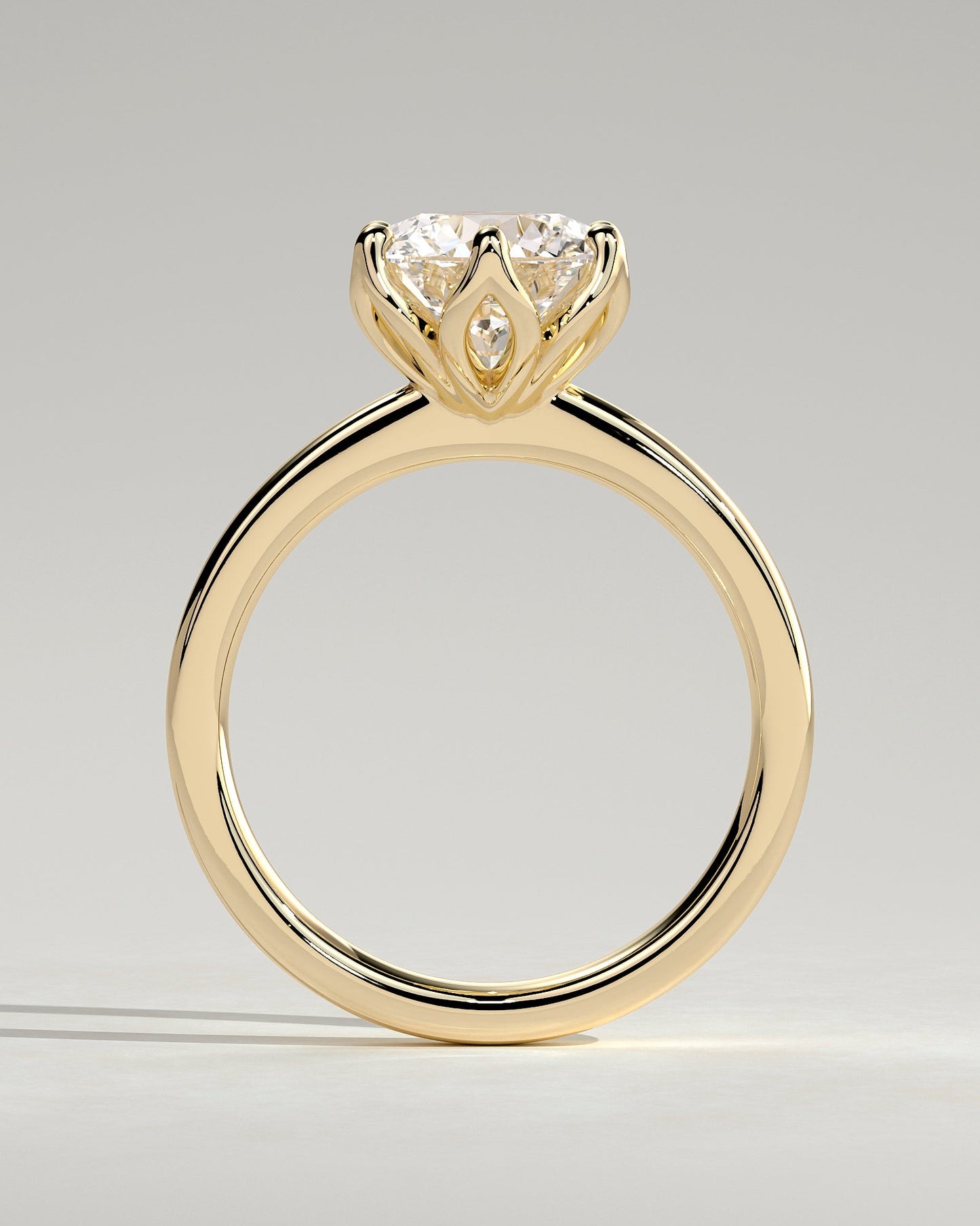 Round Tulip Prongs Solitaire Lab Grown Diamond Engagement Ring