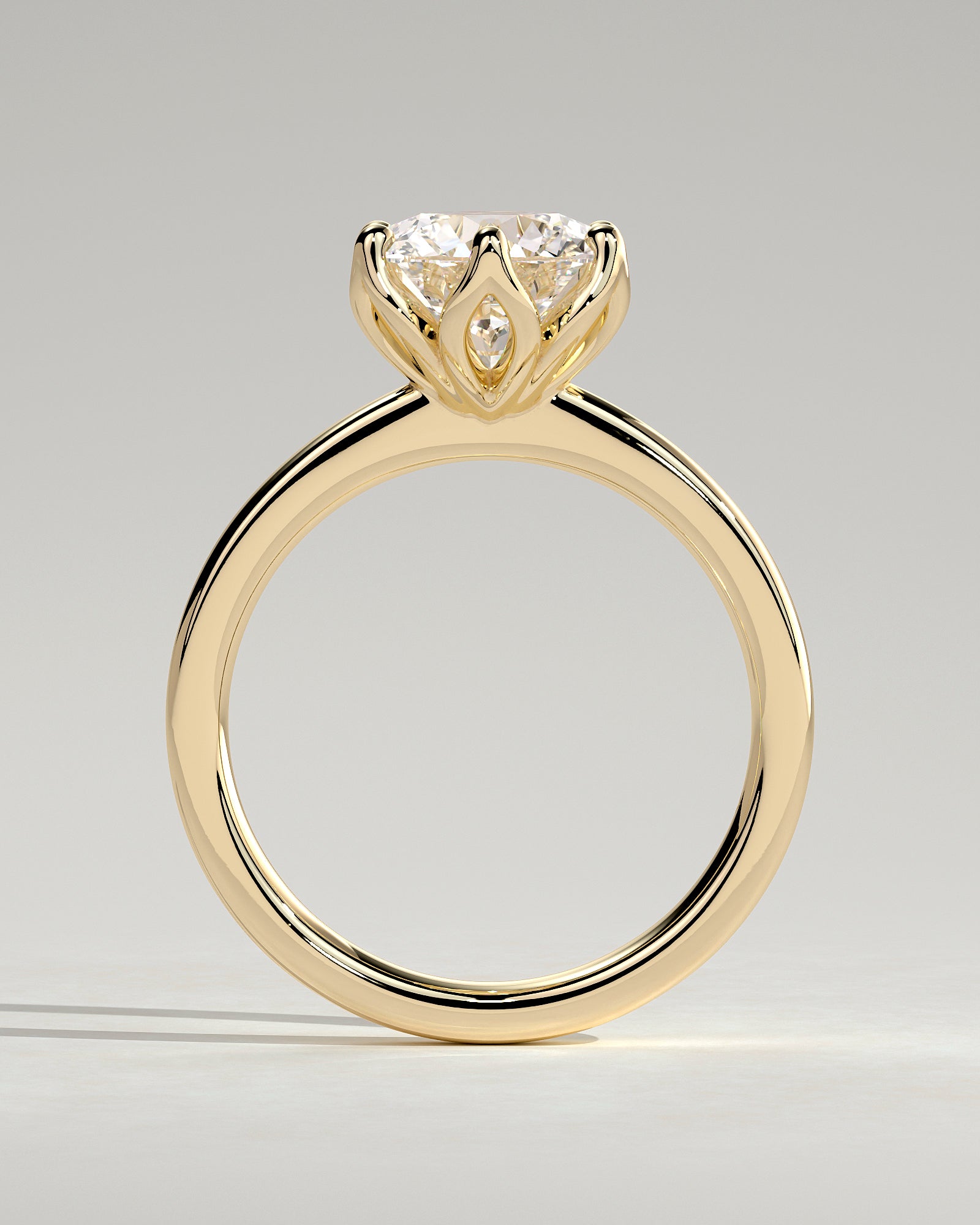 Round Tulip Prongs Solitaire Lab Grown Diamond Engagement Ring