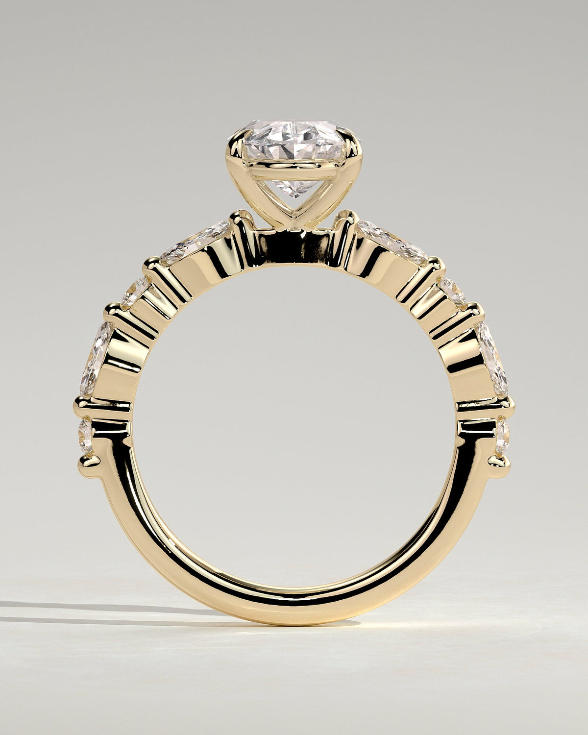 Oval Alternating Pave Lab Grown Diamond Engagement Ring