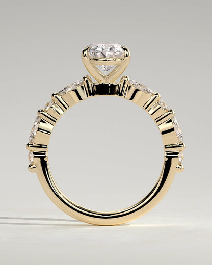 Oval Alternating Pave Lab Grown Diamond Engagement Ring