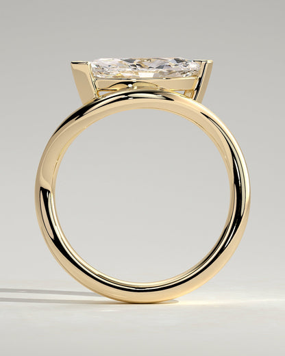 Marquise Swirl Solitaire Lab Grown Diamond Engagement Ring