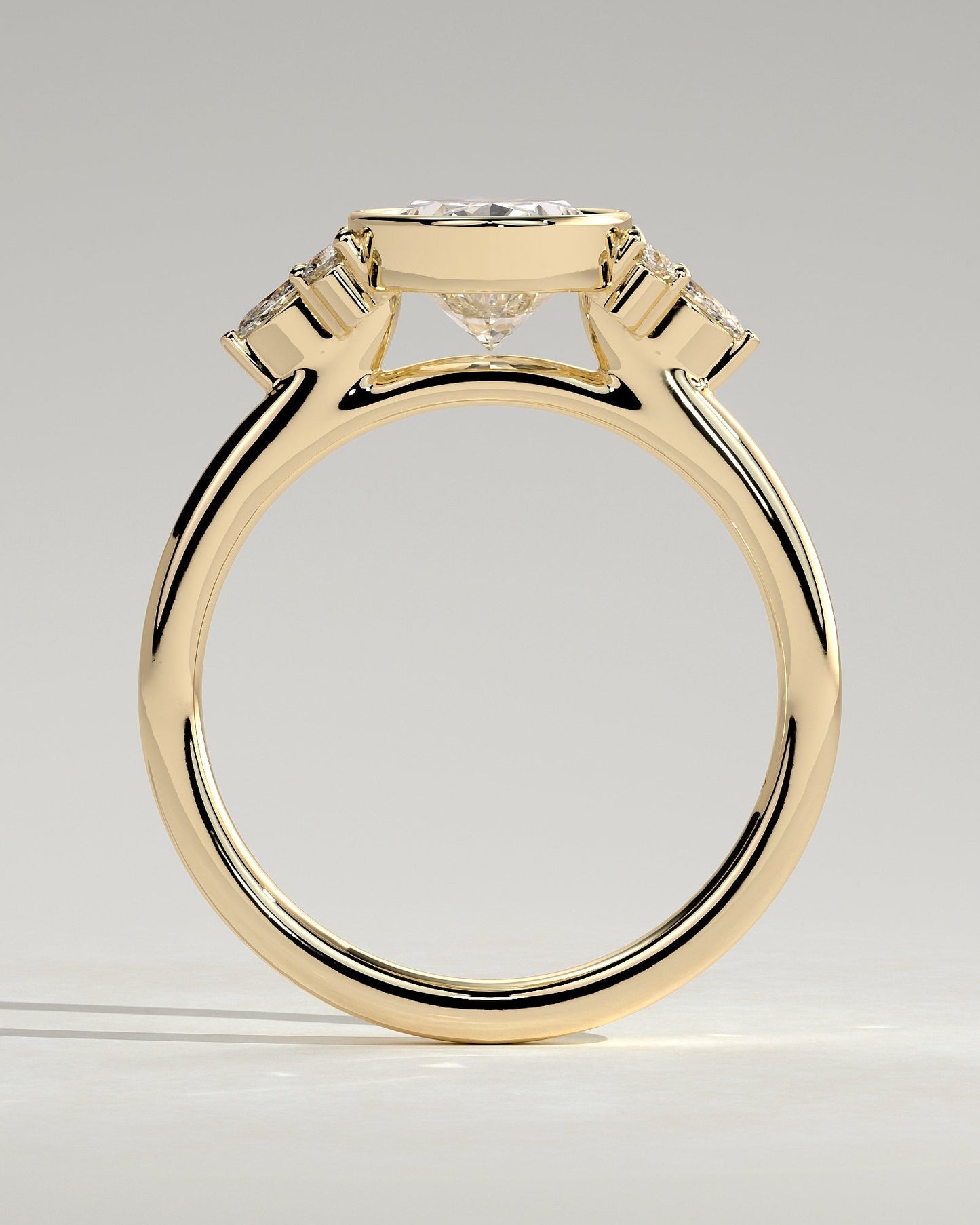 Oval Bezel Cluster Lab Grown Diamond Engagement Ring