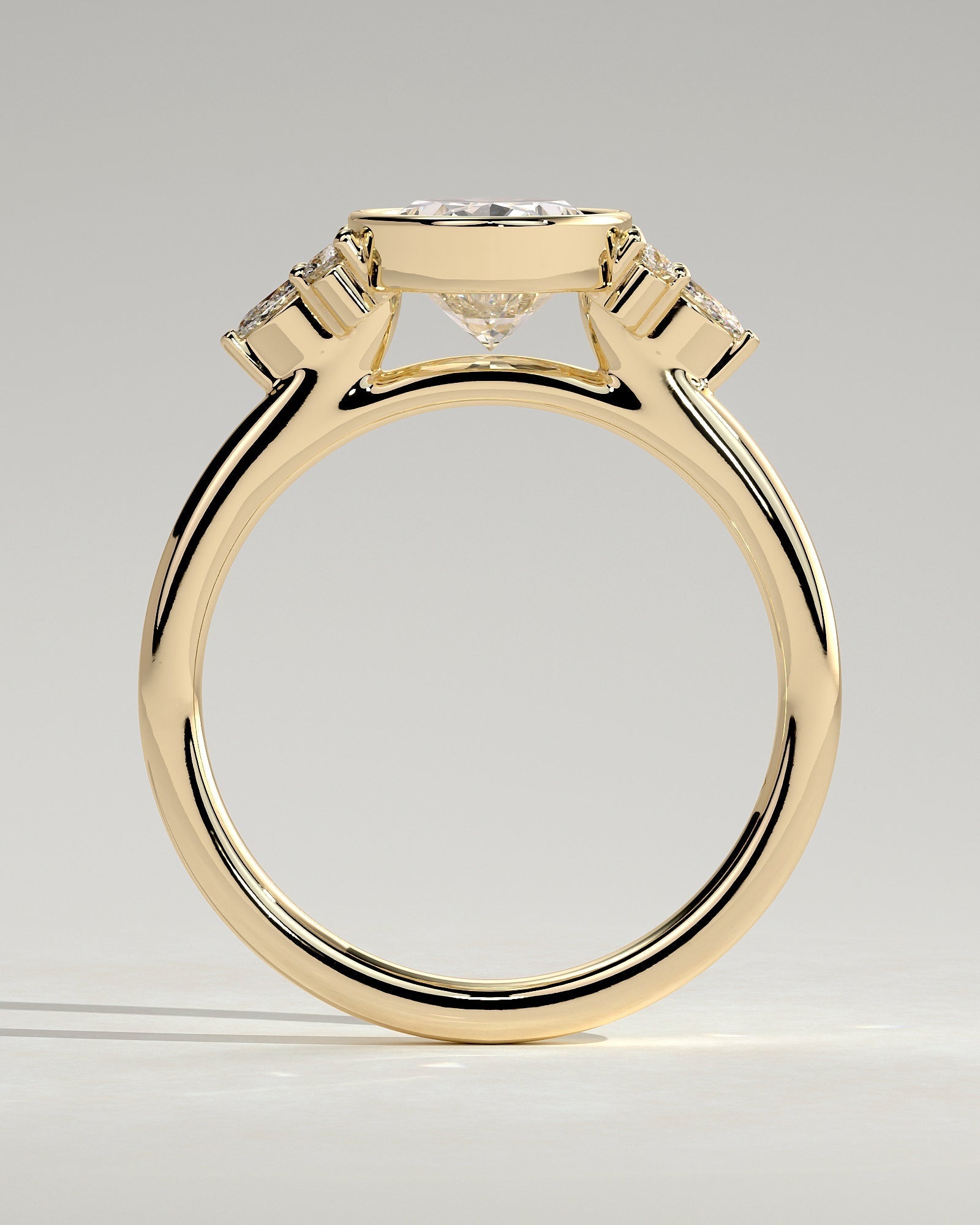 Oval Bezel Cluster Lab Grown Diamond Engagement Ring
