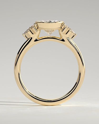 Oval Bezel Cluster Lab Grown Diamond Engagement Ring