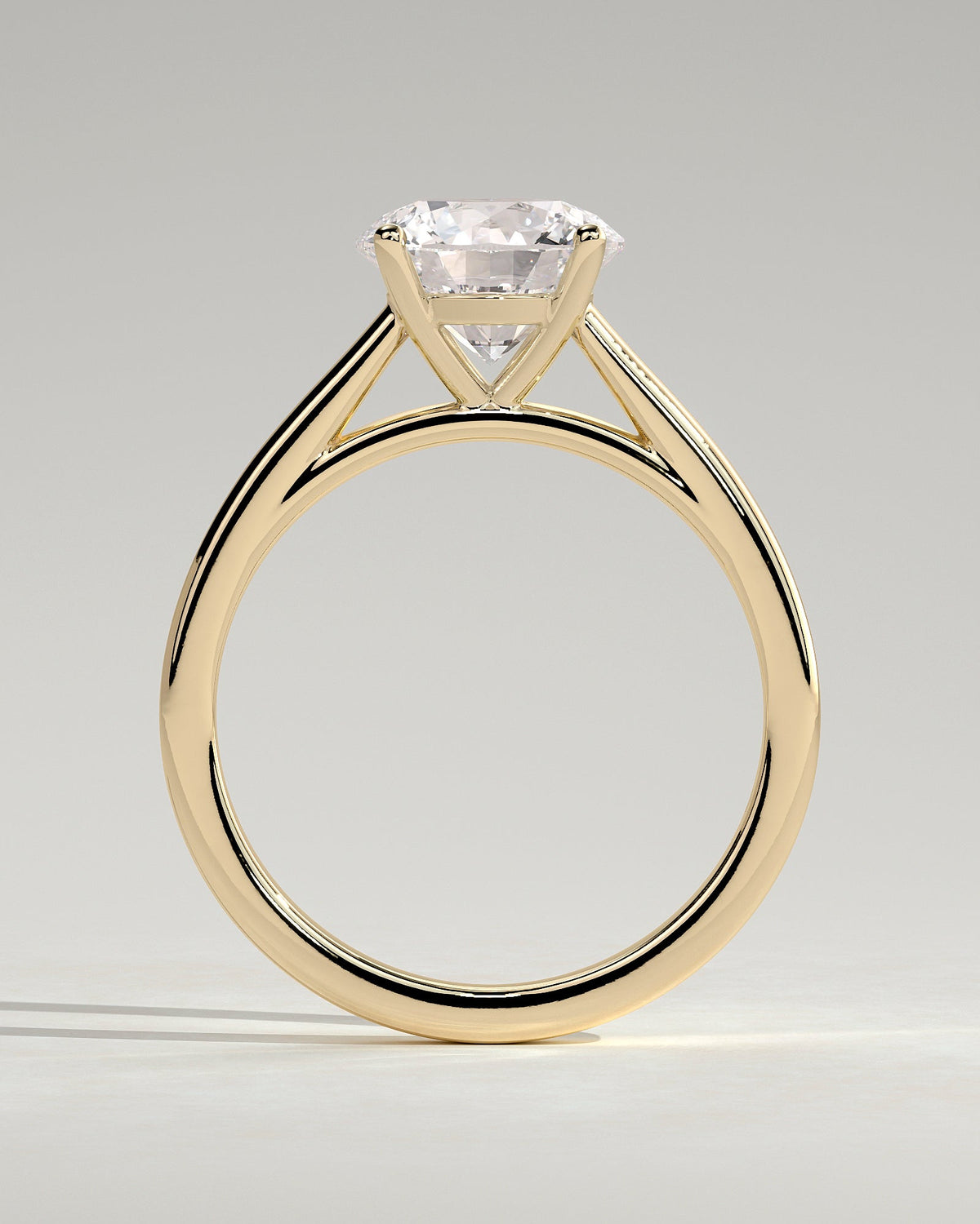 Round Solitaire & Cathedral Lab Grown Diamond Engagement Ring