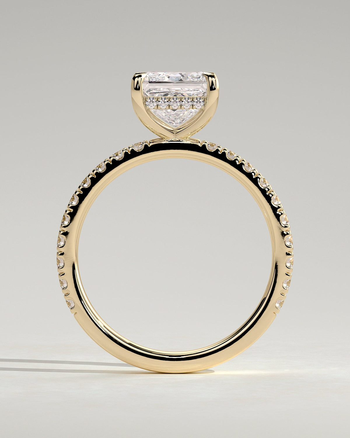 Princess Hidden Halo and Pave Lab Grown Diamond Engagement Ring