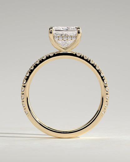 Princess Hidden Halo and Pave Lab Grown Diamond Engagement Ring