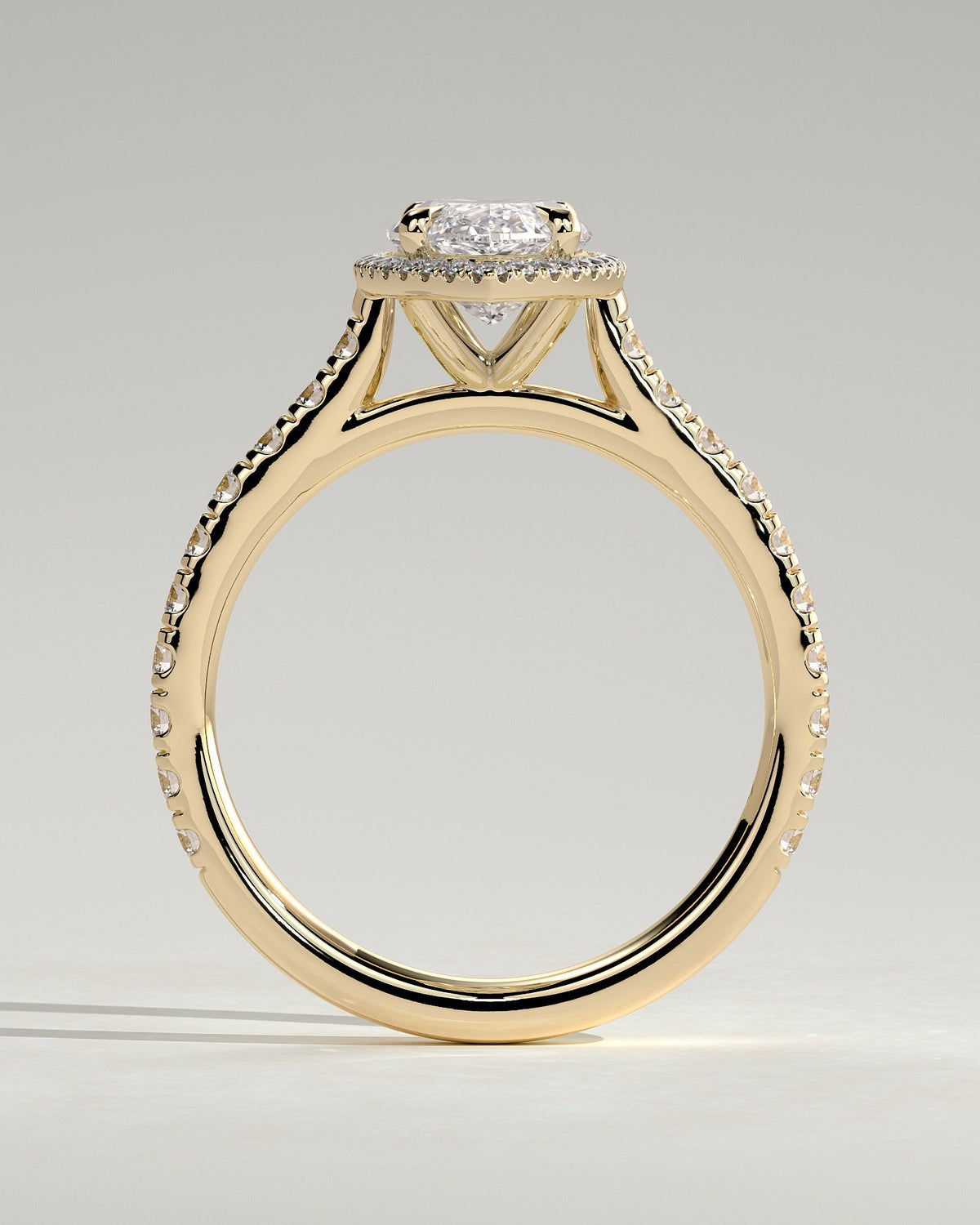 Marquise Halo and Pave Lab Grown Diamond Engagement Ring