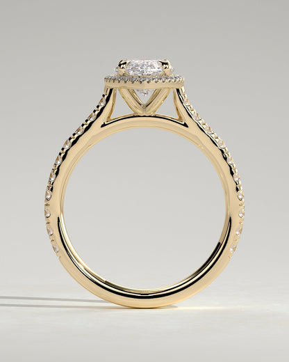 Marquise Halo and Pave Lab Grown Diamond Engagement Ring