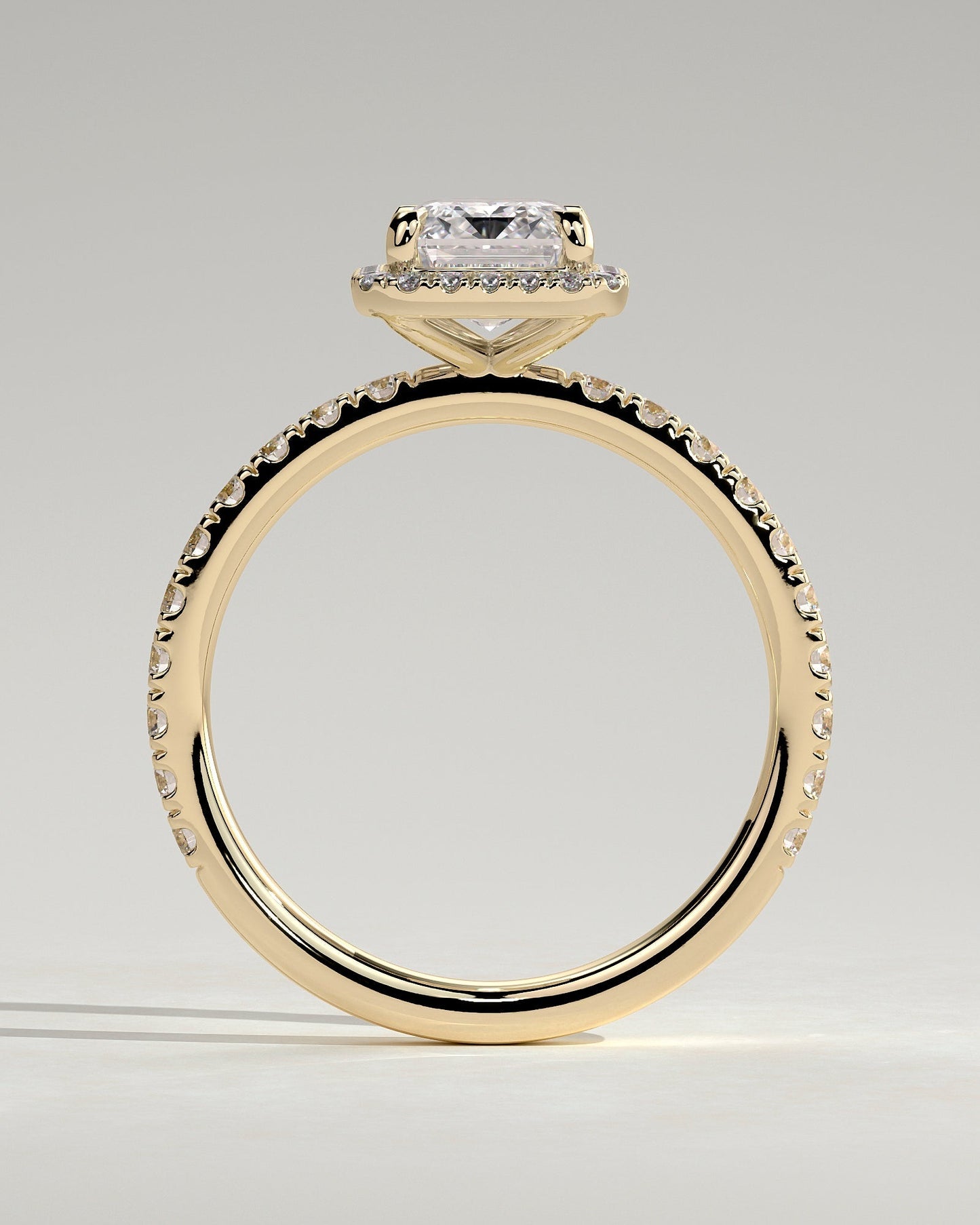 Emerald Halo and Pave Lab Grown Diamond Engagement Ring