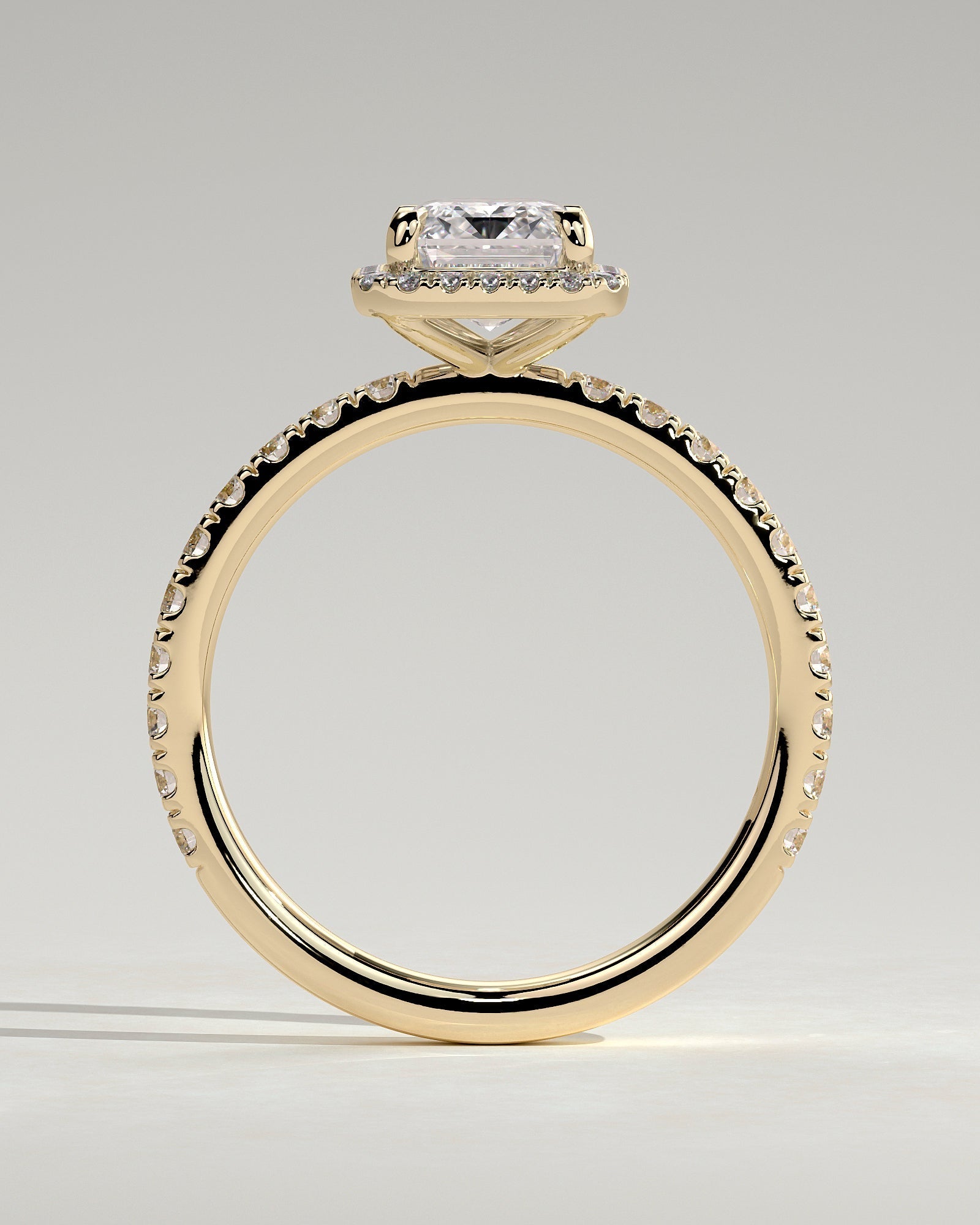 Emerald Halo and Pave Lab Grown Diamond Engagement Ring