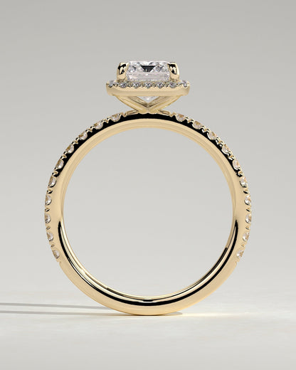 Emerald Halo and Pave Lab Grown Diamond Engagement Ring